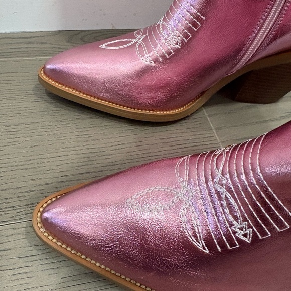 Pink Metallic Western Knee High Cowgirl Boots with Embroidery Women Size 7 & 9 - Picture 5 of 11